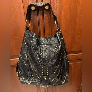 Genuine Leather stud hobo bag purse